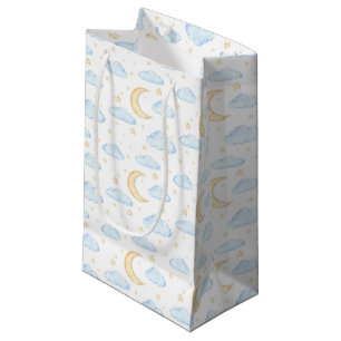 Petit Sac Cadeau Aquarelle Lune étoiles et nuages Motif