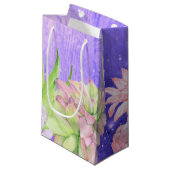 Petit Sac Cadeau Aquarelle magique Succulents pourpre (Devant Angle)