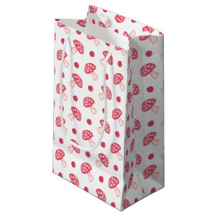 Petit Sac Cadeau aquarelle mignon champignons rouges et pois