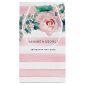 Petit Sac Cadeau Aquarelle MODERNE Chic Large Stripes avec Rose (Dos)