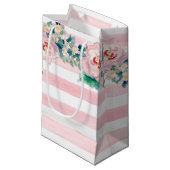Petit Sac Cadeau Aquarelle MODERNE Chic Large Stripes avec Rose (Devant Angle)