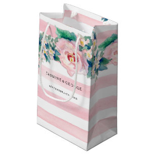 Petit Sac Cadeau Aquarelle MODERNE Chic Large Stripes avec Rose