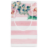 Petit Sac Cadeau Aquarelle MODERNE Chic Large Stripes avec Rose (Devant)