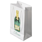 Petit Sac Cadeau Aquarelle Monogramme Vin (Devant Angle)
