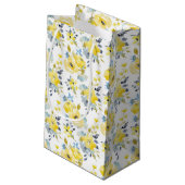 Petit Sac Cadeau Aquarelle Motif Floral Jaune (Dos Angle)