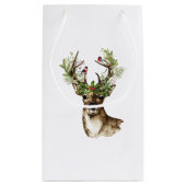 Petit Sac Cadeau Aquarelle Noël de rennes rustiques (Dos)