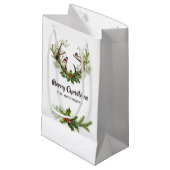 Petit Sac Cadeau Aquarelle Noël de rennes rustiques (Devant Angle)