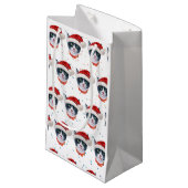 Petit Sac Cadeau Aquarelle Noir Et Blanc De Noël (Devant Angle)