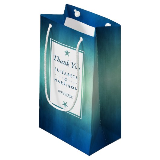 Petit Sac Cadeau Aquarelle Océan Starfish Plage Mariage Faveur (Devant Angle)