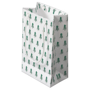 Petit Sac Cadeau Aquarelle Pine Tree Noël