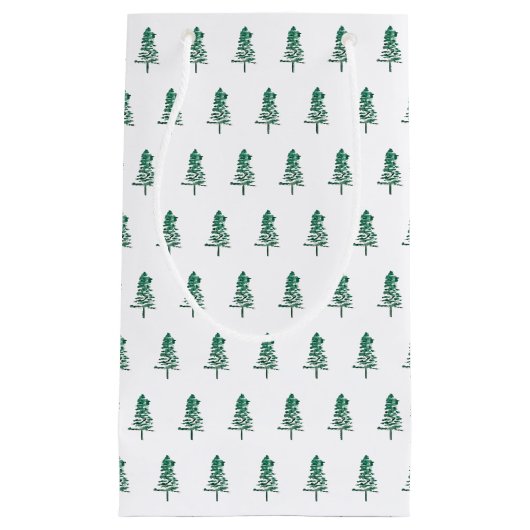 Petit Sac Cadeau Aquarelle Pine Tree Noël (Devant)