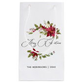 Petit Sac Cadeau Aquarelle Poinsettia Noël (Devant)