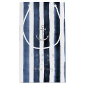 Petit Sac Cadeau Aquarelle rayures marine avec monogramme (Dos)