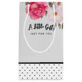 Petit Sac Cadeau Aquarelle rose Roses Illustration Pointe Polka (Devant)