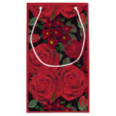 Petit Sac Cadeau Aquarelle rouge roses sur le noir, (Dos)