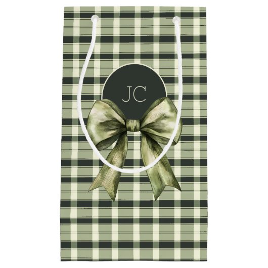 Petit Sac Cadeau Aquarelle Rustique Plaid Bow Moderne Monogramme Ve (Devant)