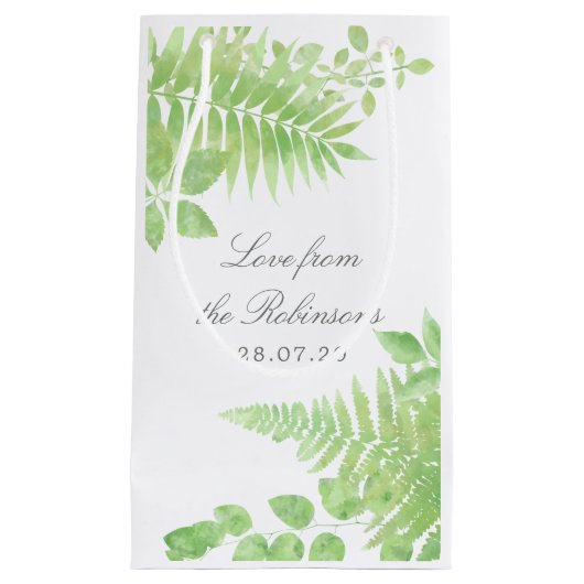 Petit Sac Cadeau Aquarelle Verdure Foliage Mariage Merci (Devant)