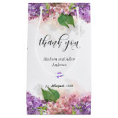 Petit Sac Cadeau Aquarelle violette et rose Merci Lilac Fleurs (Devant)