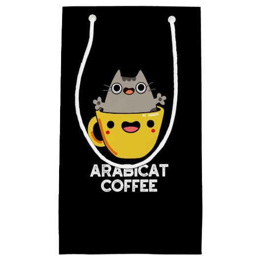Petit Sac Cadeau Arabicat Coffee Funny Arabica Cat Pun Dark BG (Devant)