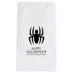 Petit Sac Cadeau Araignée d'Halloween noir blanc éffrayant traiteme
