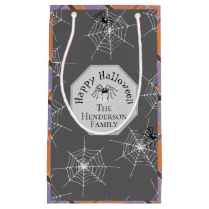 Petit Sac Cadeau Araignées gris personnalisées et plaid d'Halloween