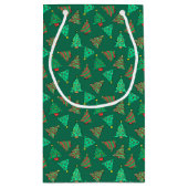 Petit Sac Cadeau Arbre de Noël amusant Motif vert (Dos)