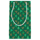 Petit Sac Cadeau Arbre de Noël amusant Motif vert (Devant)