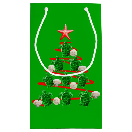 Petit Sac Cadeau Arbre de Noël des tortues de mer vertes (Dos)