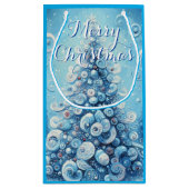 Petit Sac Cadeau Arbre de Noël impressionniste Whimsical Bleu (Dos)