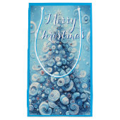 Petit Sac Cadeau Arbre de Noël impressionniste Whimsical Bleu (Devant)