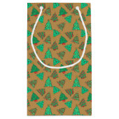 Petit Sac Cadeau Arbre de Noël Motif bronze d'or (Dos)