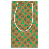 Petit Sac Cadeau Arbre de Noël Motif bronze d'or (Devant)