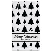 Petit Sac Cadeau Arbre de Noël noir et blanc Motif et texte (Devant)
