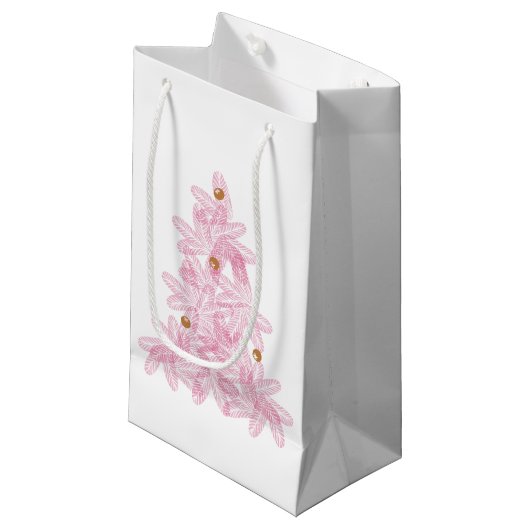 Petit Sac Cadeau Arbre de Noël rose moderne (Devant Angle)
