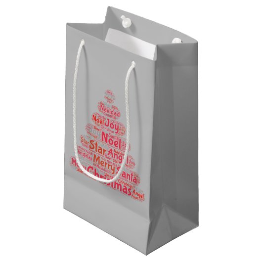 Petit Sac Cadeau Arbre de Noël rouge (Devant Angle)
