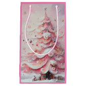 Petit Sac Cadeau Arbre de Noël Whimsical Pink White (Devant)