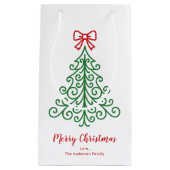 Petit Sac Cadeau Arbre simple avec bow Noël moderne (Devant)