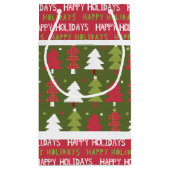 Petit Sac Cadeau Arbres rouges, blancs et verts de Noël (Dos)