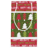 Petit Sac Cadeau Arbres rouges, blancs et verts de Noël (Devant)