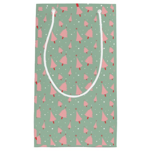 Petit Sac Cadeau Arbres tirés par la main de vacances (Devant)