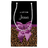 Petit Sac Cadeau Arc pourpre élégant et nom d'empreinte de léopard (Devant)