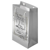 Petit Sac Cadeau Argent Gem & Parties scintillant 25e anniversaire (Devant Angle)