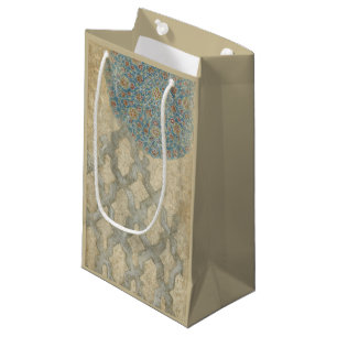 Petit Sac Cadeau Arrangement floral argenté décoratif de tapisserie