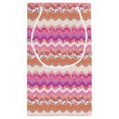 Petit Sac Cadeau Arrière - plan rose de zigzag (Dos)