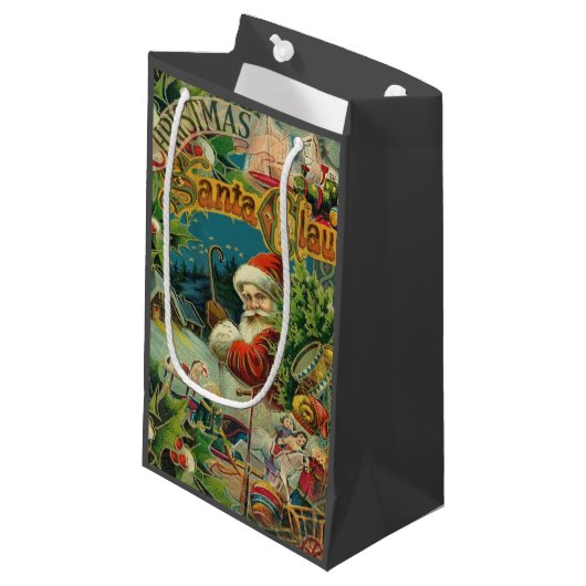Petit Sac Cadeau Art antique du Père Noël (Devant Angle)
