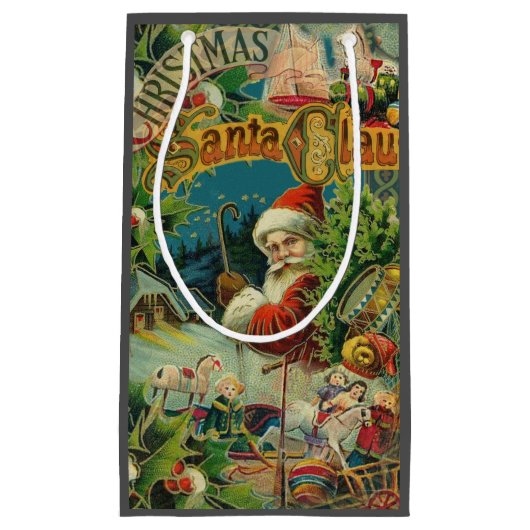Petit Sac Cadeau Art antique du Père Noël (Devant)