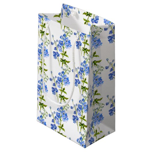 Petit Sac Cadeau Art mariage de delphinium bleu motif (Devant Angle)
