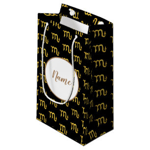 Petit Sac Cadeau Astrologie d'or de Scorpion personnalisée