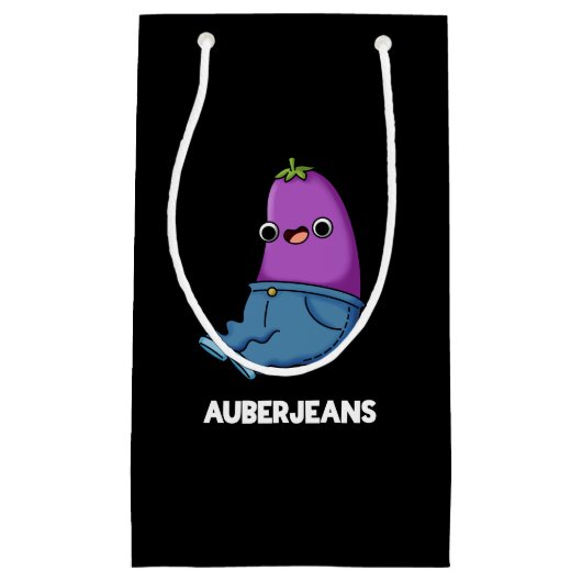 Petit Sac Cadeau Auberjeans Funny Eggplant Pun Dark BG (Devant)