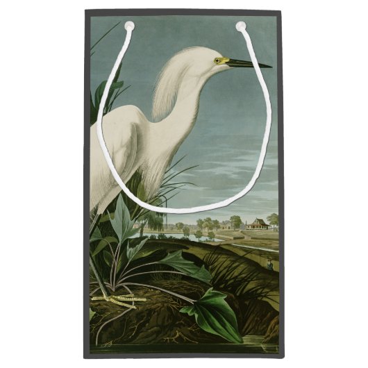 Petit Sac Cadeau Audubon Héron de neige Oiseaux d'aigrettes blanche (Dos)